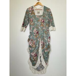 Vintage River Junction Trade Co Heirloom Collection Blue Floral Old West Dress M